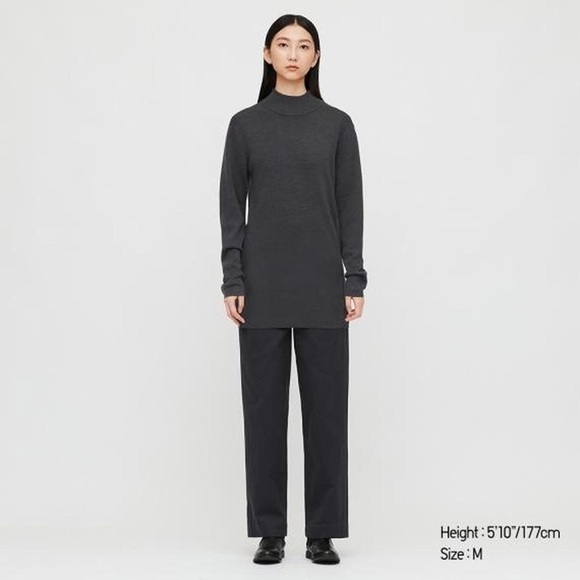 Lemaire Sweaters - [relisted] NWT Lemaire Uniqlo Dark Gray Lightweight Wool Mock Neck Tunic Sweater